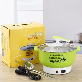 Electric Cooking Pot 1.8L 400 to 800W Stainless Steel Inner Wall 2 Modes Overheating Protection Electric Cooker Green