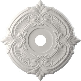Ekena Millwork CMP22ATGBW Attica Thermoformed PVC Ceiling Medallion (Fits Canopies up to 7 3/4"), 22"OD x 3 1/2"ID x 1"P, UltraCover Satin Blossom White
