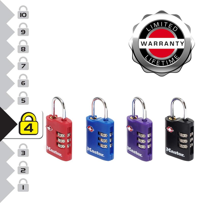 Master Lock 4686EURT Pack of 2 Combination Travel Padlocks TSA