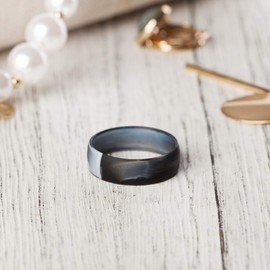 ThunderFit - Anillo de boda de silicona para hombres y mujeres, 6.3 mm de ancho, 1.65 mm de grosor, 1 anillo - camuflaje gris, 15.5 - 16 (24.5mm)