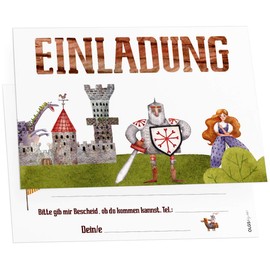 Olgs Ritter children's birthday invitation cards, set of 12 to fill including envelopes ideal for theme party