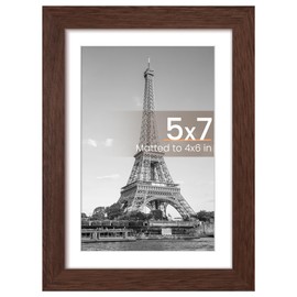 upsimples 5x7 Picture Frame, Display Pictures 4x6 with Mat or 5 x 7 Without, Wall Hanging Photo Frames, Brown, 1 Pack