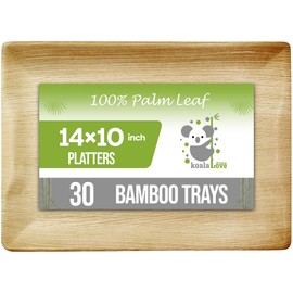 Palm Leaf Platters, 100% Compostable Disposable Eco-Friendly & Biodegradable Party Tableware, Best Alternative to Plastic,(14"x10" 30 Platers) by KoalaLove