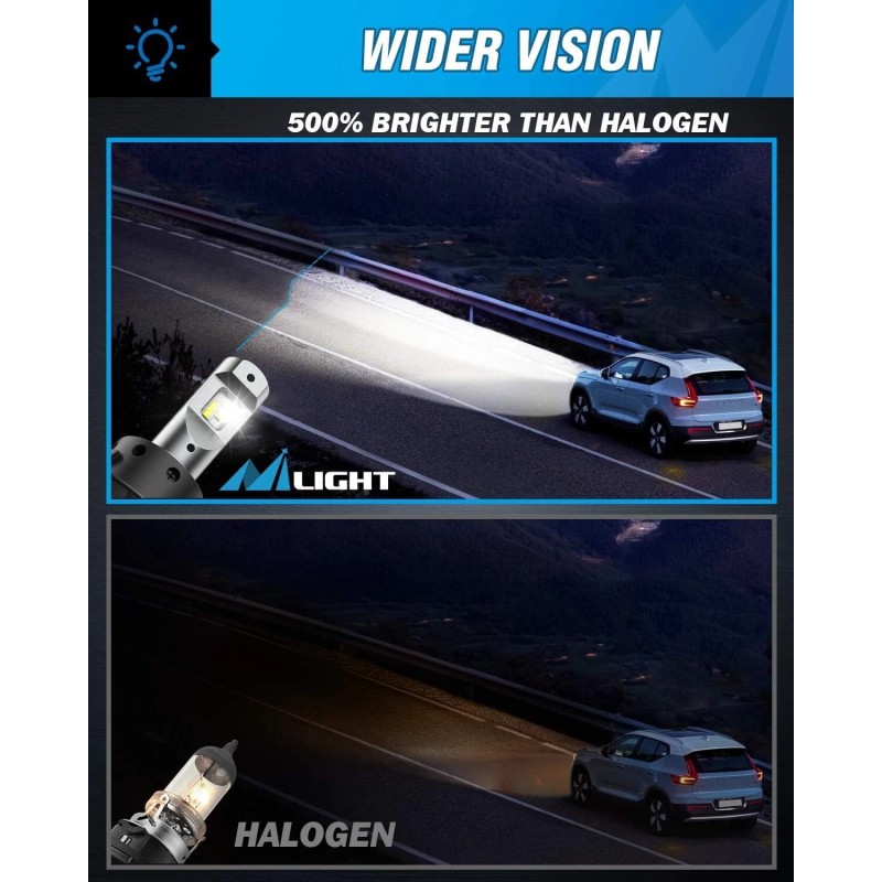 Nilight H13 LED Headlight Bulbs H13/9008 Hi/Lo Beam LED Headlight