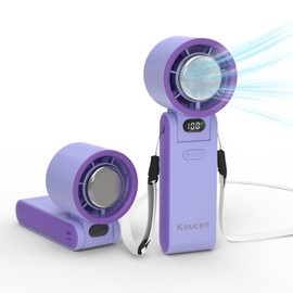 Koucen Portable Handheld Fan Rechargeable 100 Speeds Turbo Ice Cooling Fan Personal Mini Fan Small Foldable 3-IN-1 Neck/Desk/Hand Fan, Travel Essentials Gifts for Women Men/Violet