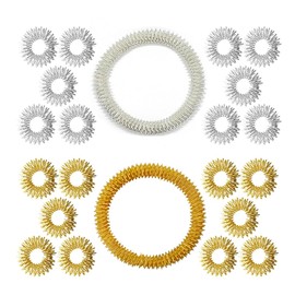 OUDQFCJ 12 Stück Finger Massageringe und Massage Armbänder, Akupressur Ringset für Jugendliche und Erwachsene, Stressreduzierer und Finger-Handgelenk-Massagegerät (Gold, Silber)
