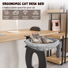 Cat Hammock Bed, 90° Foldable Cat Desk Bed, Adjustable Kitten Beds Up to 44 LBS, Durable Ergonomic Desk Cat's Beds Mount, Washable Soft Fabric Pet Desks Nest Beds for Home, Office, Room and Study