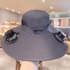 Solar Fan Wide Brim Hat for Outdoor Cooling – USB