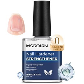 Morovan Fortalecedor y crecimiento de uñas: Fortalecedor de uñas natural transparente para uñas dañadas, tratamiento de uñas de queratina, sin fraganc
