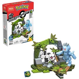 Mega Construx Pokemon Machop Vs. Galarian Zigzagoon Construction Set, Building Toys for Kids (GVK82), Red