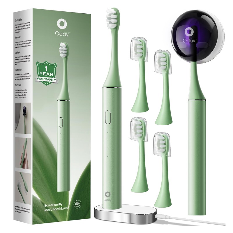 Oday Cepillo de dientes eléctrico Sonic para adultos con limpiador