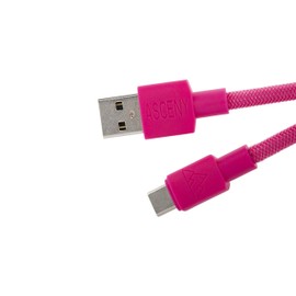 ASCENY Coiled & Double-Sleeved Mechanical Keyboard Cable, for Type-C Mechanical Keyboards (Pink)