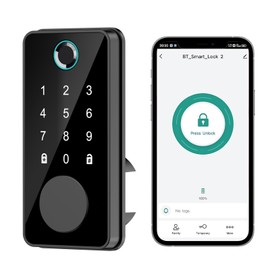 Smart Fingerprint Door Lock, Keyless Entry Door Lock, Front Door Lock with Digital Passcode Keypad Bluetooth Electronic Deadbolt Lock Anti-Peeping Password Auto Lock Home Hotel Office Apartment