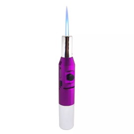 Pen Jet Butane Torch Lighter Safety Lock & Adjustable Flame Refillable Purple