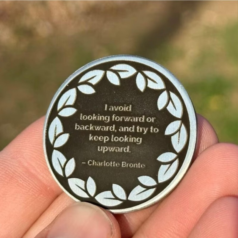 Personalizable Black and Silver Sobriety Token | Customizable Chips &