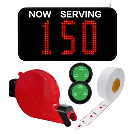 Wireless Queue Management System LED Token Number Take a Number System 3-Digit Display with Next Control Button Ticket Dispensercolor: Black