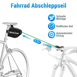 NexGlow Tow Rope Bicycle Children, 2.5 m Bicycle Pull Rope for All Bicycle Poles, Retractable Bicycle Tow Rope Follow Me for Children MTB Bike