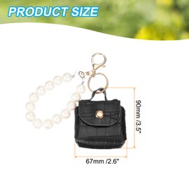 [PATIKIL] Coin Pouch PU Leather Small Coin Purse Keychain for Women Keychain Pouch Mini Tote Bag Keychain Cute Small Hanging Backpack Handbag Black