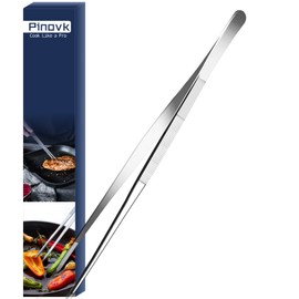 12-inch Stainless Steel Culinary Tweezers with Precision Serrated Tips - Perfect for Cooking, Grilling, and Seafood Preparation