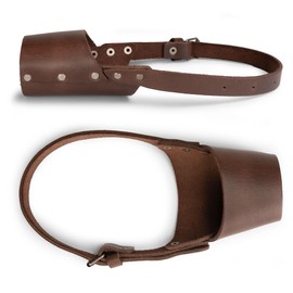 Taco Dog, Leather Dog Muzzle Guard Handmade from Full Grain Leather - Secure Training Cover, Mouth Guard Mask Prevents Biting Chewing (Bourbon Brown, Medium)