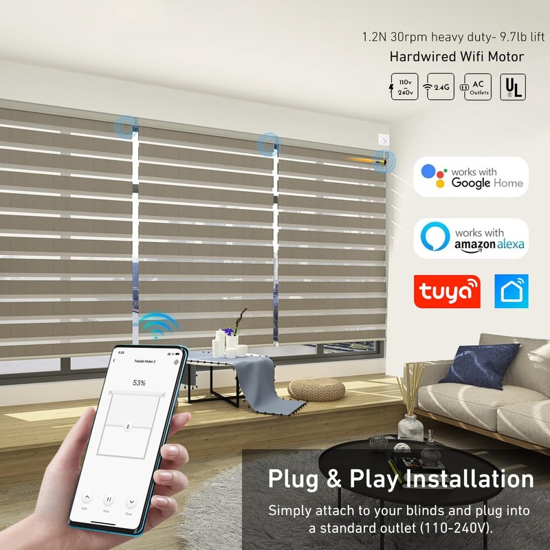 Rollerhouse AM25MEL Smart WiFi Blinds Motor for 1.5''/38mm Tubes -