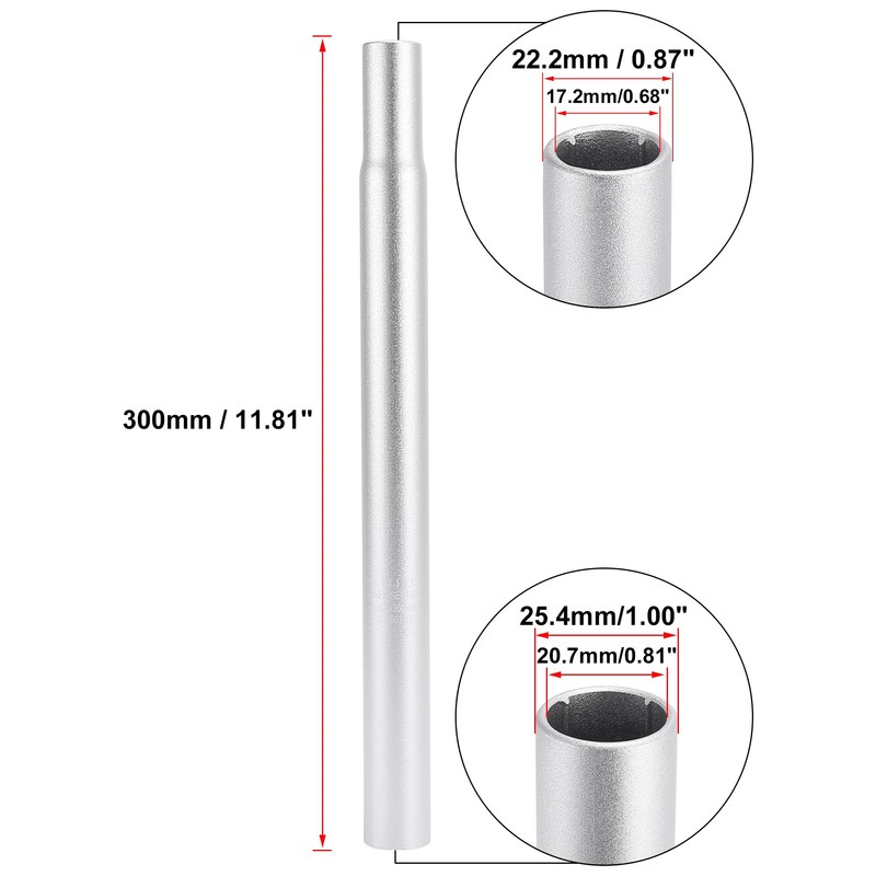 X AUTOHAUX 25.4x300mm Bicycle Seat Post Aluminum Alloy Seat Tube