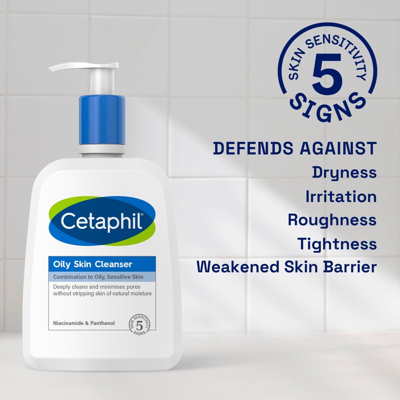 Cetaphil Oily Skin Cleanser, 236ml, Face Wash, For Combination to