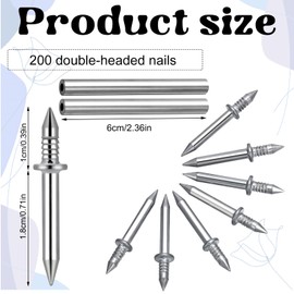 200Pcs Double-Head Skirting Thread Seamless Nail, Skirting Line Without Marks Nail, Invisible Security Screws Equipped with Nail Specific Sleeve Tool