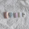 Matte Transparent Pebble Handmade Nail Tips Milky Way Nuance Square