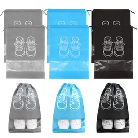 Viiotu 6 PCS Dustproof Travel Shoe Bag, Drawstring Shoe Bags Travel Household, Portable Shoe Travel Pouch with Clear Window for Men Women