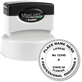 MaxLight Pre-Inked Stamp for Florida Professional Engineers, Size 1-7/8, PE Stamp FL, Ideal Florida PE Stamp for Engineering Seal, for Florida Professional Engineer Use, Florida Engineer Seal