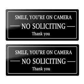 No Soliciting Signs for House, No Soliciting Sign for Home, 8" X 5" - Made of Acrylic, Durable, UV and Weather Resistant, Adhesive Back, Ideal for Keeping Away Estimates, Salesmen, Unwanted Visitors.