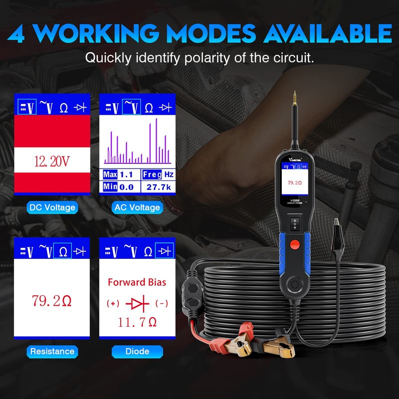 VDIAGTOOL V200 Automotive Circuit Tester, Electrical Power Circuit Probe Tester