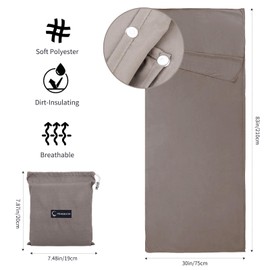 Mayoii Compact Sleeping Bag Liner, Collapsible Sleeping Bag Sack Sheet for backpacking, Camping, Hotel, Travel, Portable Sleeping Camping Liner Sheet with Pillow Slot for Adults, Kids(30×83In-Gray)