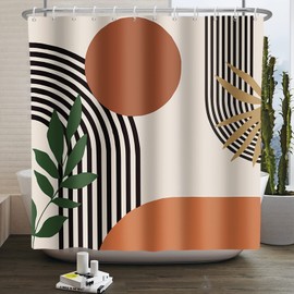 ChloropLastid Extra Long Shower Curtain 72 x 84 Inch Boho Shower Curtain for Bathroom Mid Century Modern Bohemian Abstract Geometric Fabric Waterproof Bathroom Curtains Shower Set