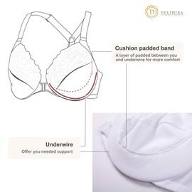 Delimira Women's Front Fastening Bra Racer Back Lace Plus Size Non Padded Underwired White 40D