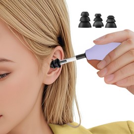 Ear Pressure Relief Suction Device, Ear Pressure Tool, Airplane Ear Pressure Relief Through Inner Ear Pressure Balance, with 3 Sizes of Earplugs, Purple
