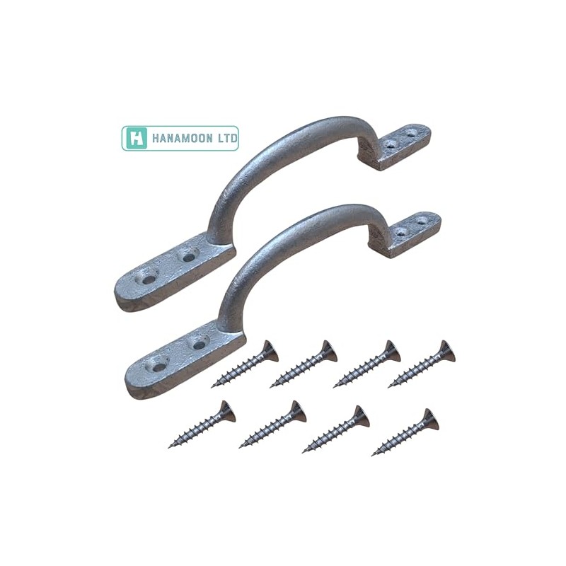 6" Galvanised Cast Iron D Handles – Gate, Shed, Door