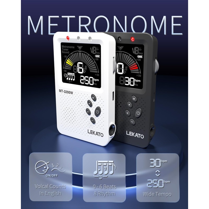 Metronome Tuner, Rechargeable 3 In 1 Digital Metronome with Vocal