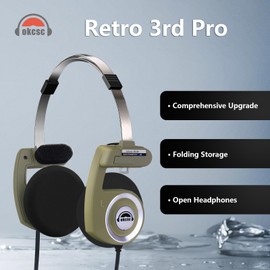 okcsc Classic On-Ear Headphones, Retro Style/Collapsible Design/40mm Class/Adjustable Temporal Pads, Audiophile Sound Performance for HiFi Sound,Commute,Road Trips,Work,4.9 FT/3.5MM No Mic/Green