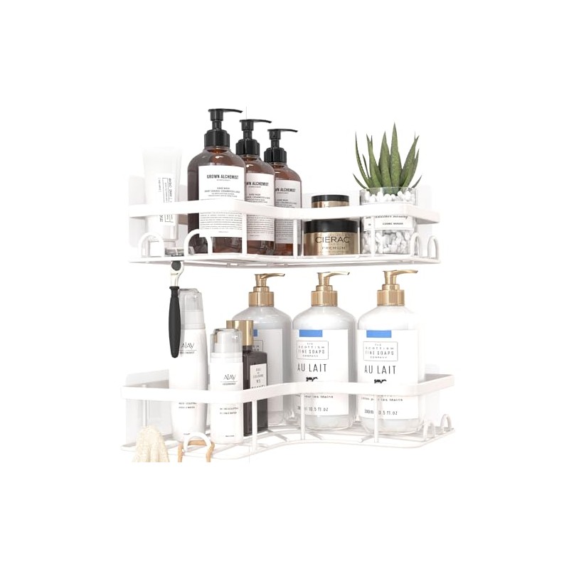 Sakugi Corner Shower Caddy - 2 Pack, Adhesive Shower Organizers,
