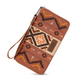 Wrangler Wallet Wristlet for Women Aztec Clutch Long Purse Boho Credit Card Holder Wallet WG2214-W006BR
