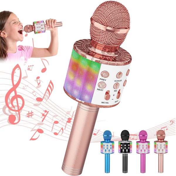 Tivifore Wireless Karaoke Microphone, Children's Karaoke Microphone with LED Dance Lights, Bluetooth Karaoke Microphone, Karaoke Microphone for Children