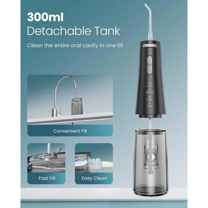 Onlyone Rechargeable Cordless Water Flosser with Adjustable Water Pressure for