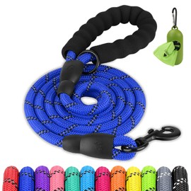 Joytale Rope Dog Leash for Small Dogs, Padded Handle, 6FT, Navy Blue