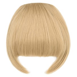 PARXITN Clip-In Bangs Clip-In Fringe Hair Extensions, Synthetic Flat Bang with Temples, Front Face Fringe Pony Hairpieces, Sepia Brown for Women, Pony Hair