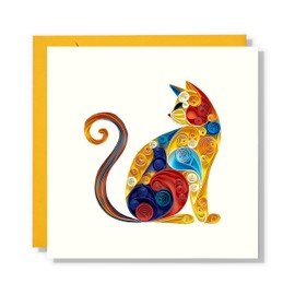 QUILLCRAFT Cute Cat Quilling Card, LOVE Animal Cute Greeting Card, Quilled Card for Love, Anniversary, Wedding, Valentines for Husband, Wife, Couples, Mom, Dad, Parents (Cute Cat)