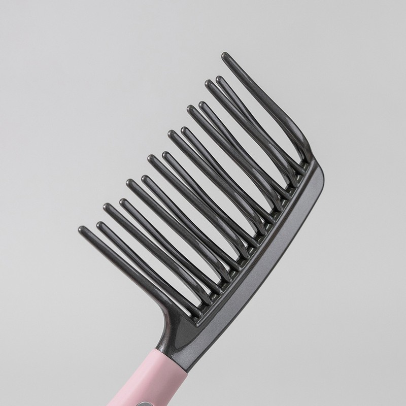 Weshin Rubber Grip Double Curve Brush for Wavy Hair, Pink,