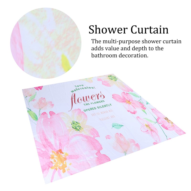 Summer Floral Pattern Shower Curtain with Hook Bathroom Curtain for