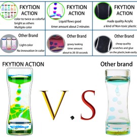 Liquid Motion Bubbler Timer Pack of 10 Great Desktop Colorful Hourglass Liquid Bubbler Small Calming Relaxing Toys Sensory Anxiety Autism ADHD Fidget Toys (10 Pack, Rainbow)